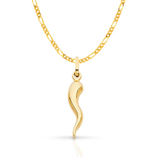 14K Yellow Gold Italian Horn Charm 