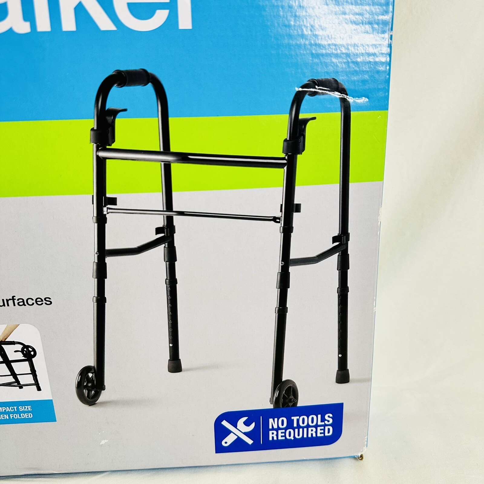 CVS Travel Walker Portable Folding Black Adjustable Height Mobility eBay