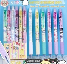 Sanrio Characters Erasable Gel Pens 6 pieces in a box