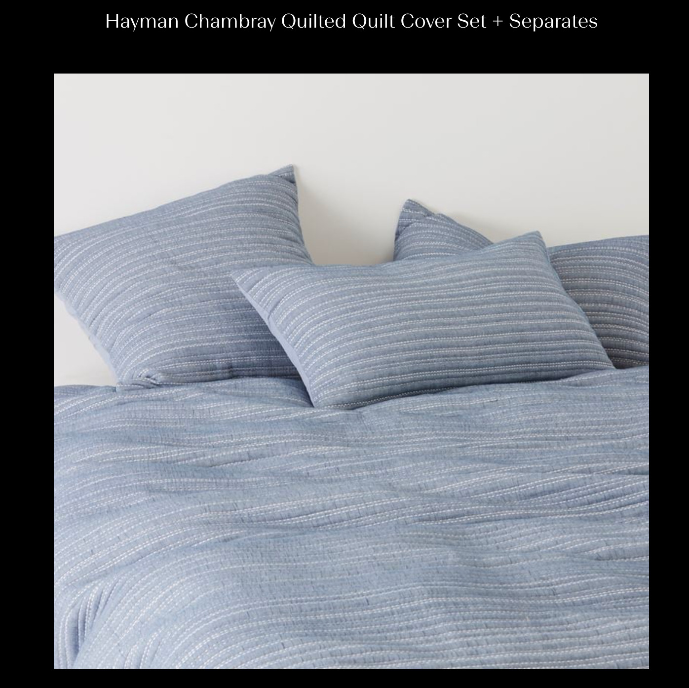 Adairs Single Quilt Cover Set HAYMAN Chambray Blue Denim $179.99