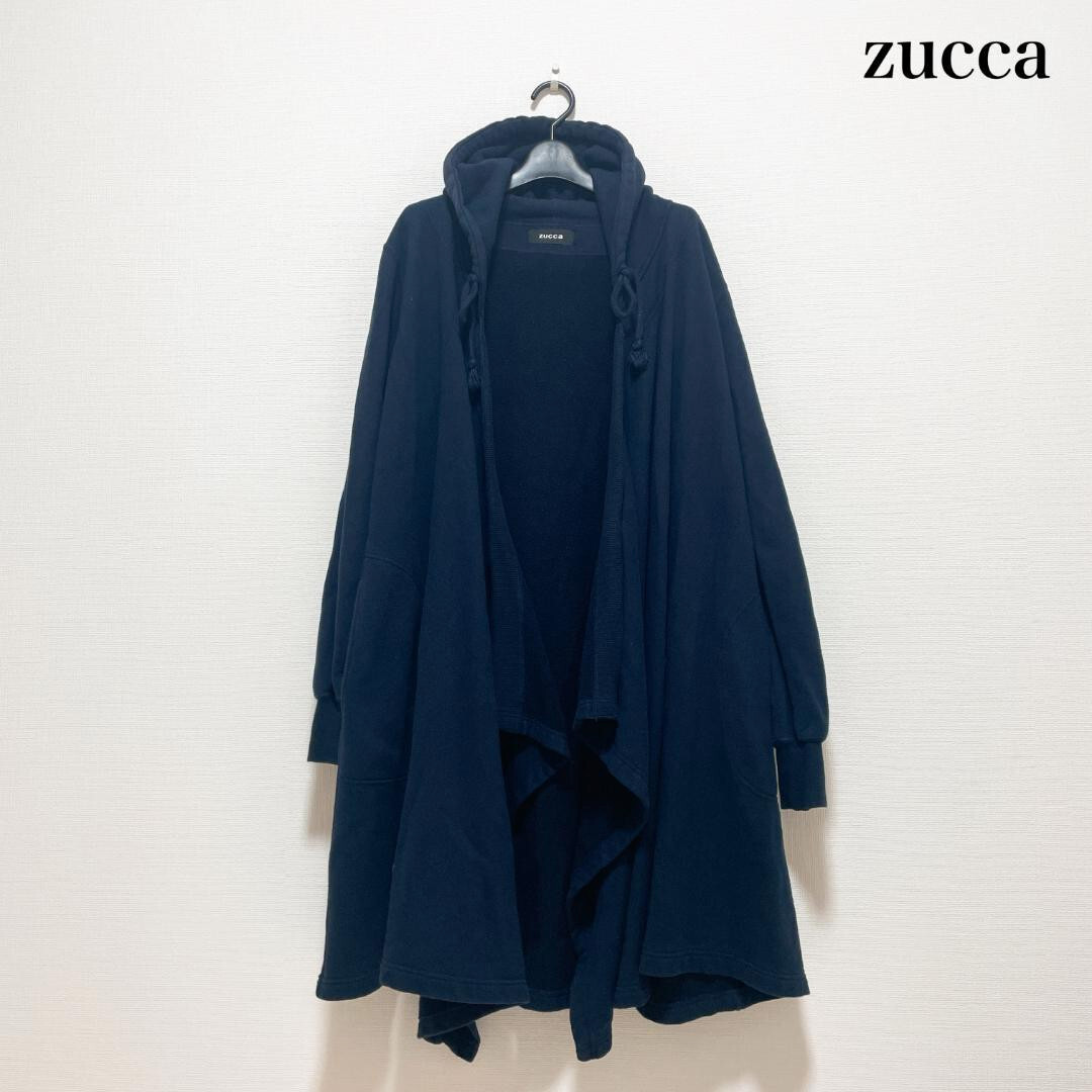 Zucca　ズッカ　美品　日本製　ロングジャケット ZUCCA Long Hoodie Jacket Navy Cotton 100% Size M USA XS/S