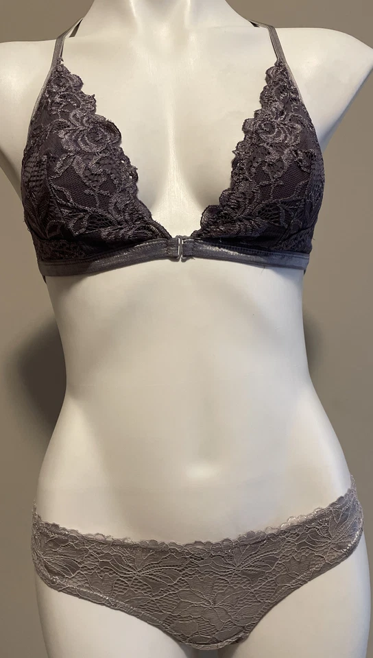 “My Sexy Outfit” Vince Camuto Women’s Purple Lacey Shimmer Panties & Bralette - Image 2 of 4