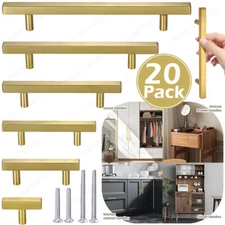 Stainless Steel Kitchen Square Cabinet Handles Brushed Gold T Bar Drawer Pulls