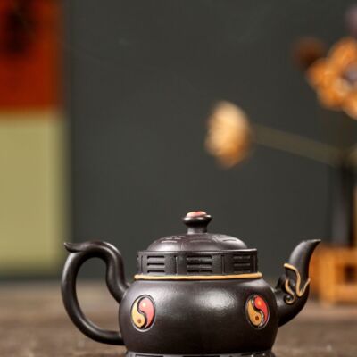 14CM Yixing Handmade Purple Clay Pot Tai Chi Bagua Pot Tea Set
