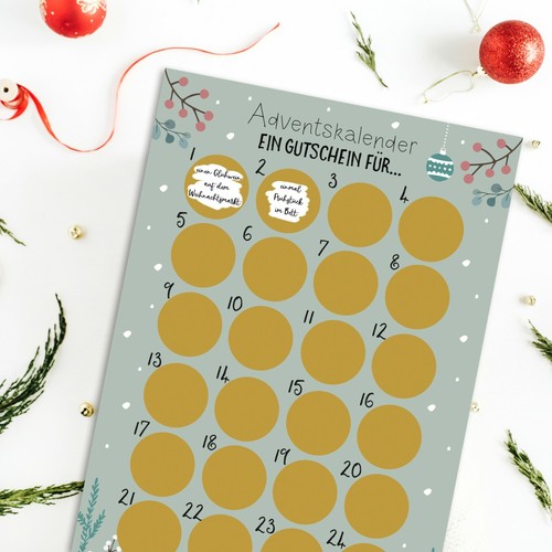 Adventskalender zum Rubbeln GUTSCHEIN FÜR... Gutschein Adventskalender A3 - Picture 4 of 4