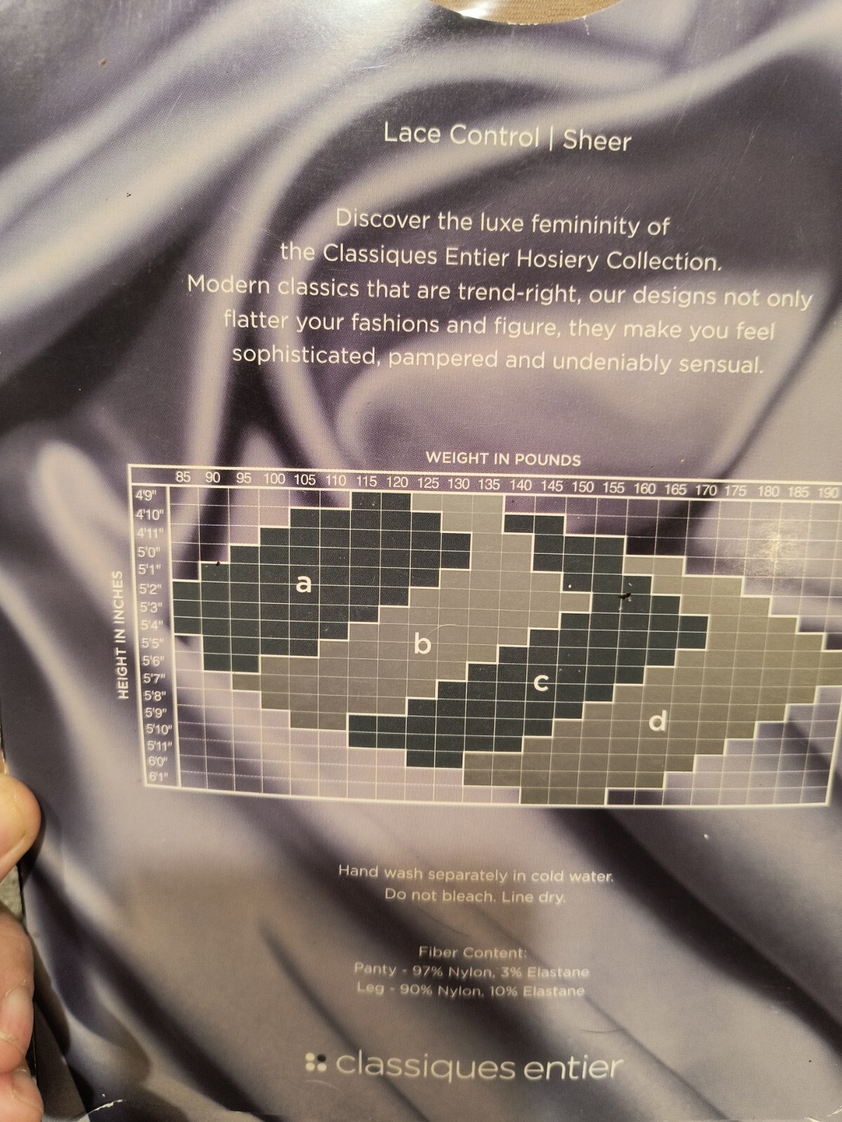 Lace Control Top sheer Pantyhose Sz C, Nude NEW, ClassiquesEntier 