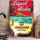 Vintage Liquid Aloha Kona Brewing Co. Tin Metal Signs, Bohemian Wall Deco