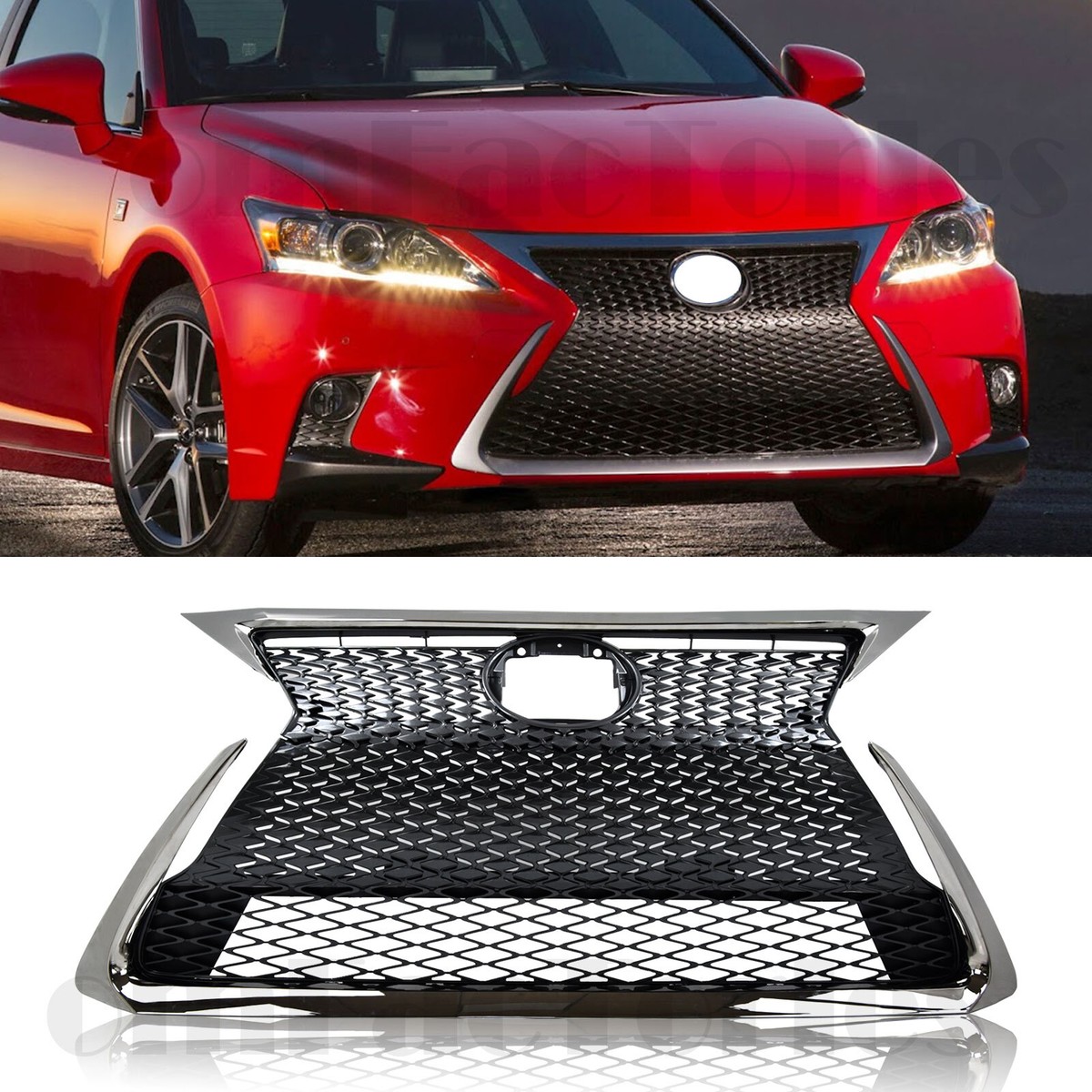 For 2014-2017 Lexus CT200H F-SPORT FRONT BUMPER GRILLE WITH CHROME