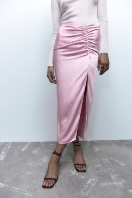 VIP【関税送料無料】希少 FENDI PINK SILK SKIRT Fendi Asymmetric silk satin midi skirt Fendi