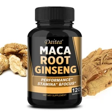 Maca Root 10000mg Capsules - Sexual Health Libido Booster Vegan Panax Ginseng