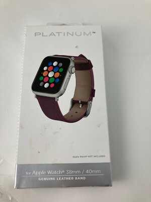 Platinum Soft Leather Watch Strap Band for Apple Watch 9 41mm 40mm 38mm  Maroon