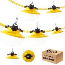 50FT Construction String Light 65W 8000Lm, 5000K Industrial Grade LED String ...