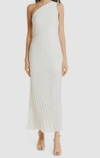  596 Milly Women's White Estelle One-Shoulder Pleated Gown Dress Size 2