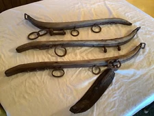 Lot 3 Antique Primitive Horse Ox Wood Cast Iron HAMES SINGLE TREE YOKE HARNESS