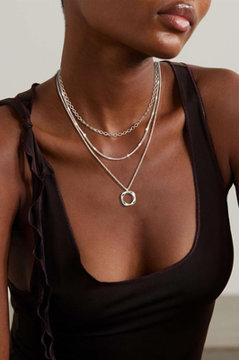 Layered Silver Necklaces for Women, Sterling Silver Stackable