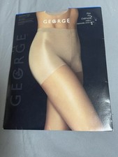Vintage George Silky Sheer Control Top Pantyhose Oatmeal Plus Made In Italy