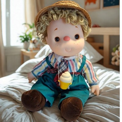 Vintage Large Ice Cream Doll With Green Overalls Complete 1980's