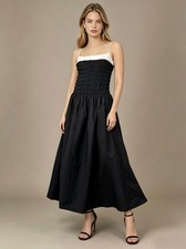 NWOT Farm Rio Cotton Sleeveless Midi Dress Black and White Sz M