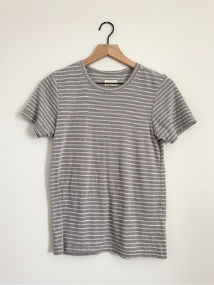 Thread & Supply Grey and White Stripe Short Sleeve Round Neck Tee Size Small