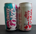 Vintage 1989 Cherry Coke & Diet Cherry Coke Coca-Cola (2) 12oz Cans Lot Empty