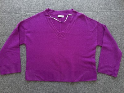 Naadam Wool Cashmere Pink Sweater Boxy Oversized V Neck Relaxed M Medium