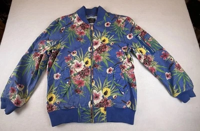 Chaqueta Bomber Schott NYC Floral Cremallera Completa Para Mujer Talla M Azul EE. UU. Flores Top - Imagen 1 de 4