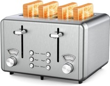 WHALL 4 Slice Toaster 6 Bread Shade Settings Bagel/Defrost/Cancel Function