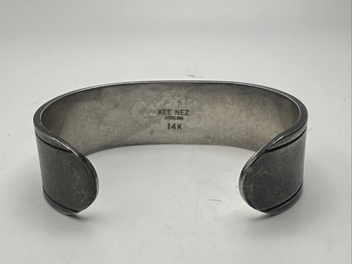 Kee Nez Navajo Ladies Native American Sterling Silver 14KT Bracelet Vintage - Picture 13 of 14