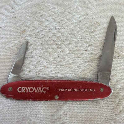 Vtg Victorinox Cryovac Packaging Systems 2 Blade Advertising Knife Swiss 3.5 