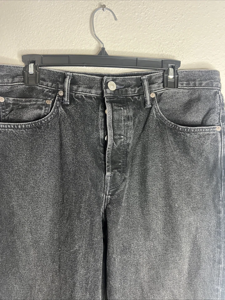 AYR All Year Round Jeans Mens 34x32 The Slacker Relaxed Black Straight Button Up - Image 3 of 4