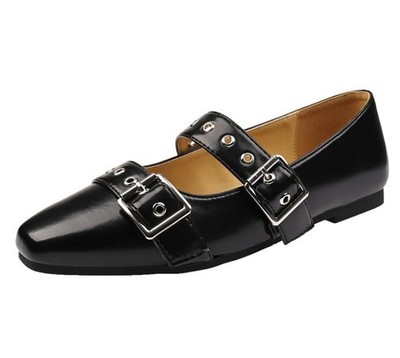 Women's Loafers Faux Leather Buckle Strap Flats Casual OL Shoes Retro Mary Jane