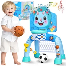 Toddler Basketball Hoop  Soccer Goal - Fun Sports Toy for 1-3 Year Olds