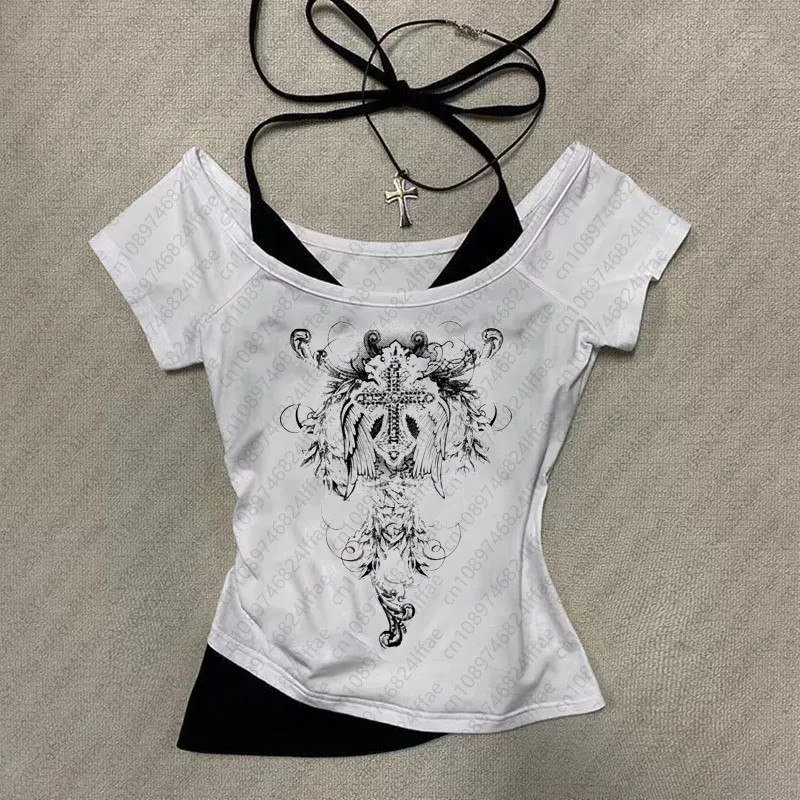 Y2k Aesthetic pattern Vintage Basic Tees Ladies C… - image 1