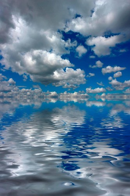 #ad Fluffy Cumulus Clouds Reflecting in Water on Sunny Day Photo Poster 24x36 $21.99