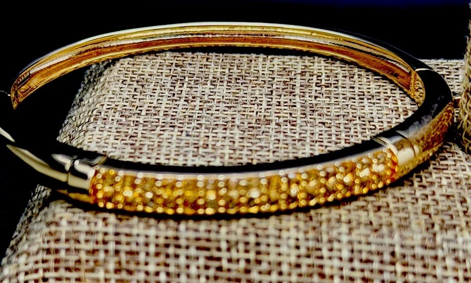 Bellezza Gold Tone Pave  Topaz Bangle Bracelet New In Pouch image 7