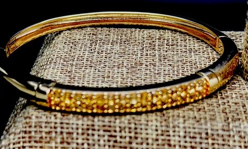 Bellezza Gold Tone Pave  Topaz Bangle Bracelet New In Pouch image 7