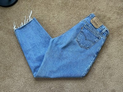 Levi s 560 Made in USA W33 L32 Grunge Distressed Raw Hem Relaxed Taper Jeans 90s