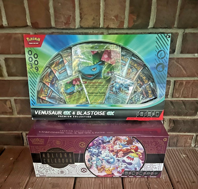 BRAND NEW-Pokemon TCG Holiday Calendar 2025 & Venusaur ex/Blastoise ex Bundle