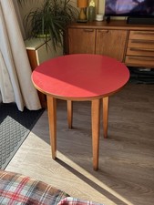 Dining Table Red Formica Mid Century Modern 60cm Round Schreiber Style 1960s 60s