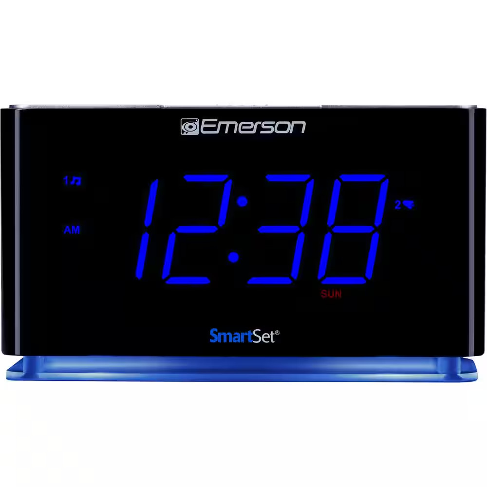 SMARTSET PLL Alarm Clock Radio with Bluetooth Speaker, Large LED Display and Ni