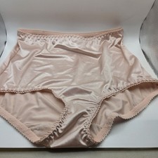 Vanity Fair Panties Women s XL Silky Satin Beige High Waisted Brief