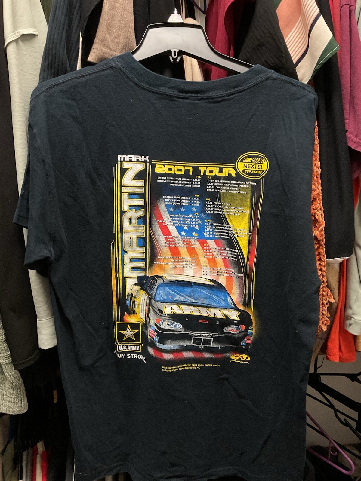 Mark Martin NASCAR Shirt Men's Large Black Colorful Big Graphic Racing Tee