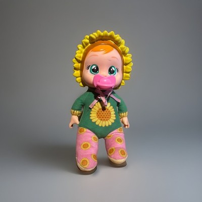 cry babies tiny cuddles Green And Pink With A Pink Pacifier And Sunflower Outfit