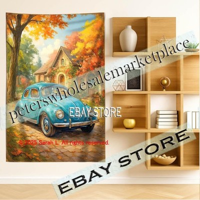 Automotive Wall Tapestry Home Decoration fall country road 39X59 in