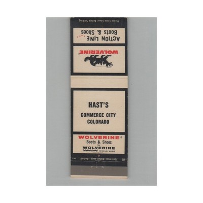 Matchbook Cover Hast's Wolverine Boots & Shoes Commerce City CO
