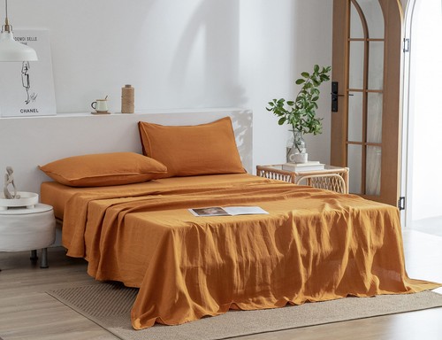 Set Lenzuola Lino Taglia Doppia,100% Puro Lino Francese Set,3 Pezzi (1Piatto S... - Foto 2 di 9