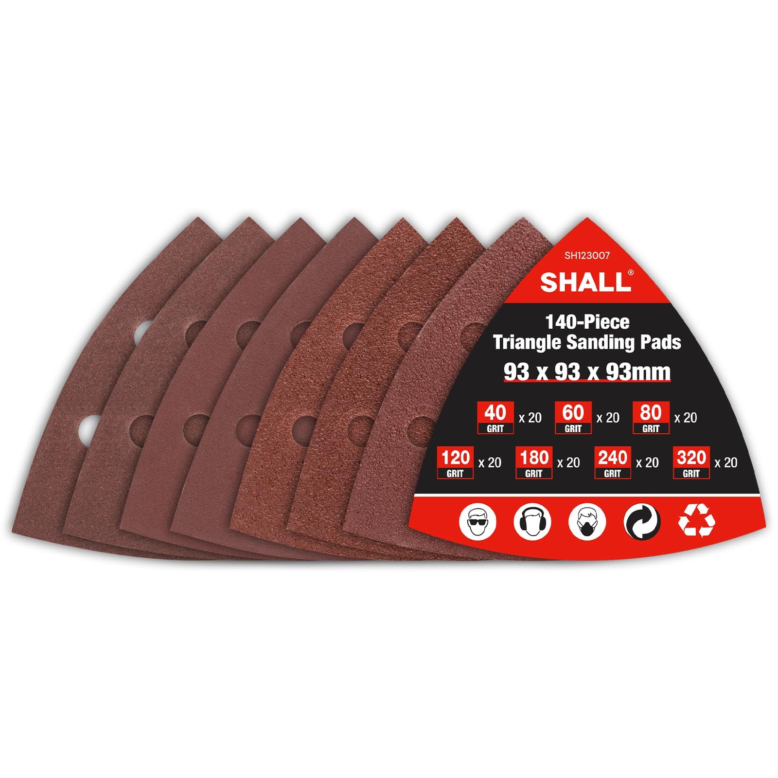 Lot de 140 disques de ponçage triangulaires 93mm pour restaurer vos meubles en bois