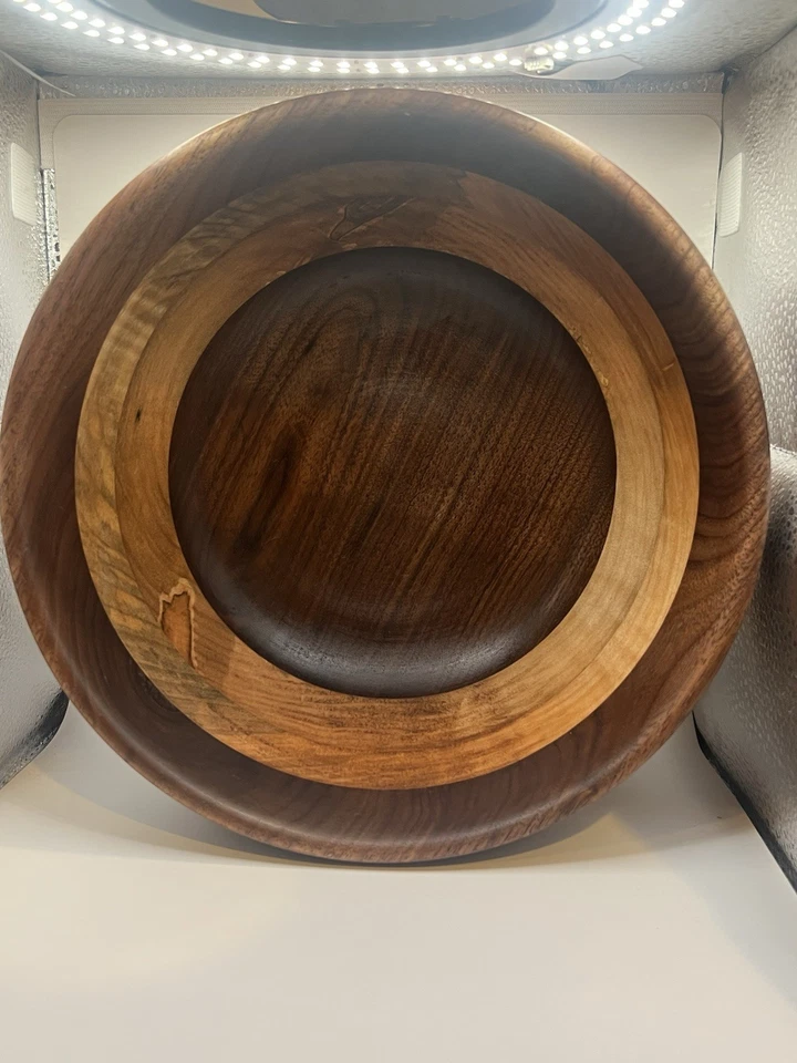 Custom Handmade Wooden Salad Bowl 8.5” X 4.5” - Ambrosia Maple and Claro Walnut - Image 3 of 4