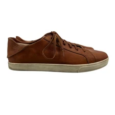 Olukai Mens Shoes 10 Brown Leather Kahu Pahaha Lace Up Sneaker 10414-FX19