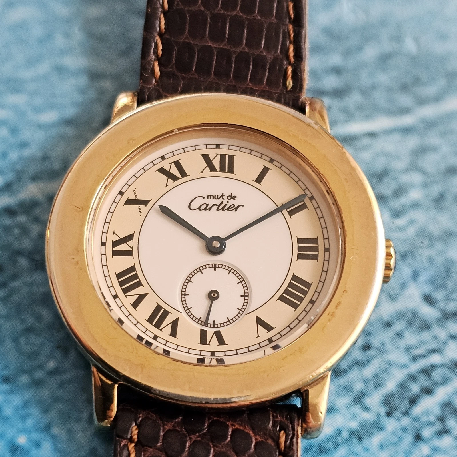 Cartier — Unisex Must de CARTIER RONDE Quartz Silver Sterling Vermeil, Ref 1800 1
